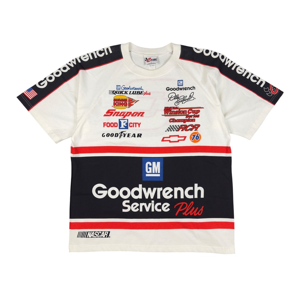 Vtg 90s Dale Earnhardt Goodwrench NASCAR AOP Racing T Shirt Mens L Deadstock USA